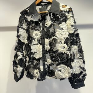 Black & white net printed shirt