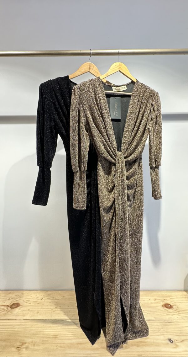 Long sleeve shimmer dress with slit