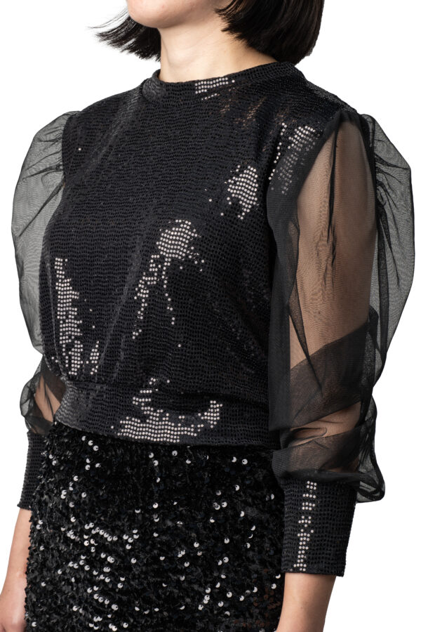 Sequin top with net sleeves - Image 2