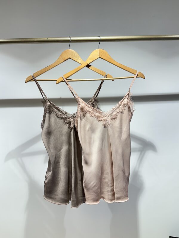 Satin camisole with lace trim