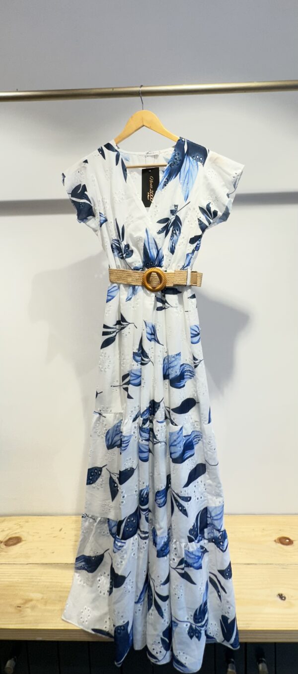Printed Dress With A Cane Belt - Image 2
