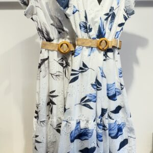 Printed Dress With A Cane Belt