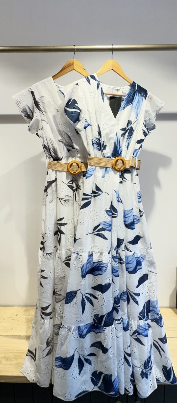 Printed Dress With A Cane Belt