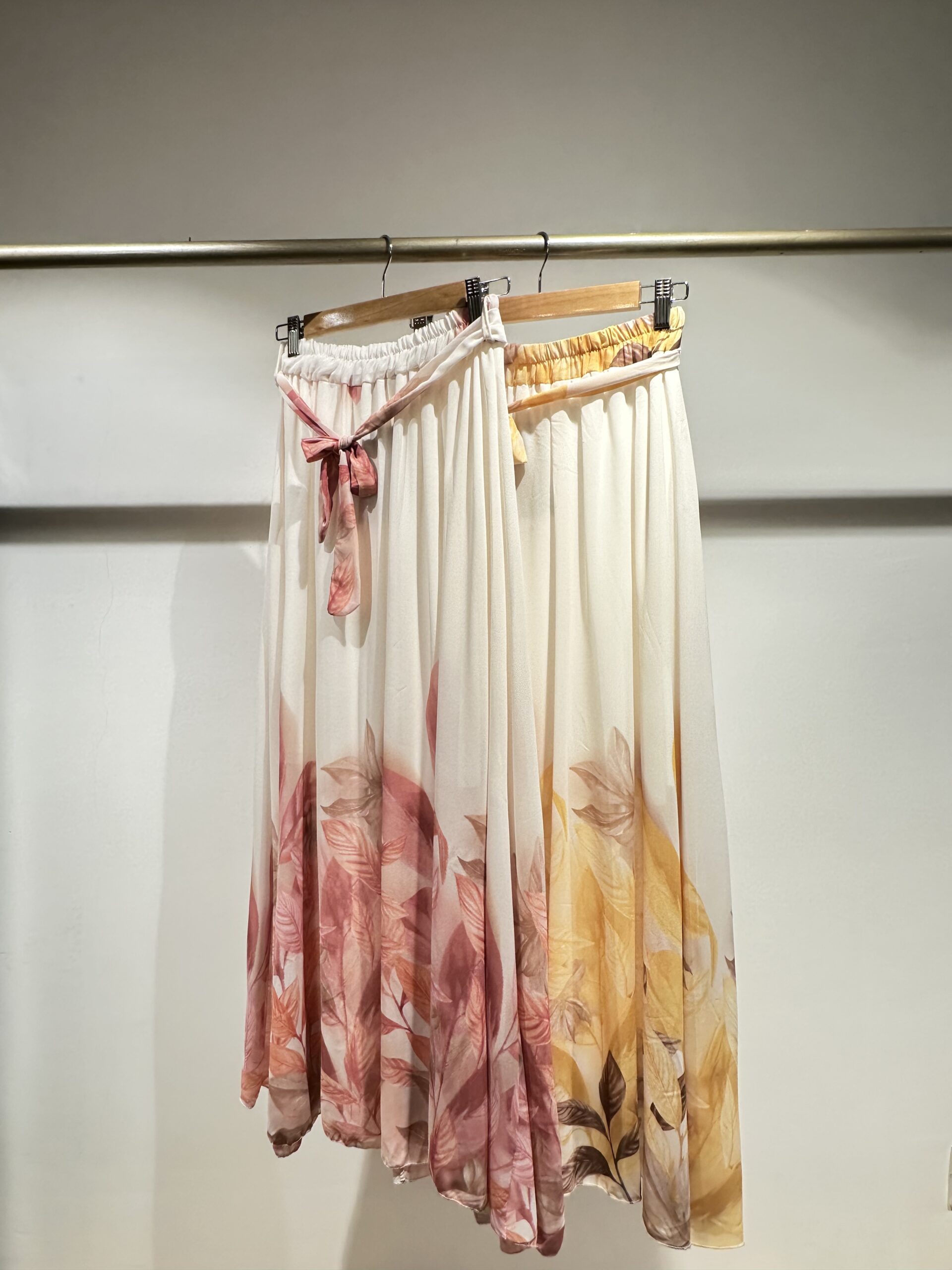 Printed Long Skirt With Leaves