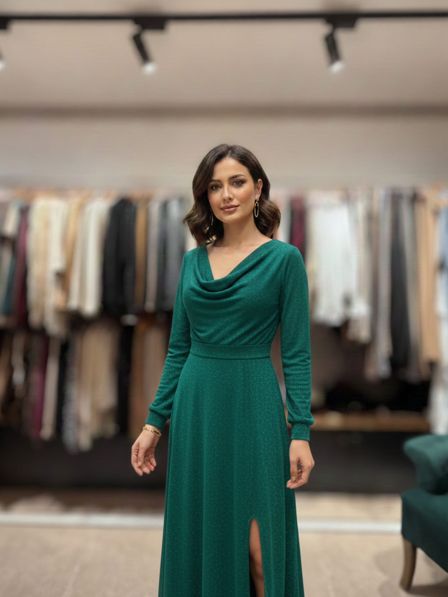 Full Sleeve Cowl Neck Dress