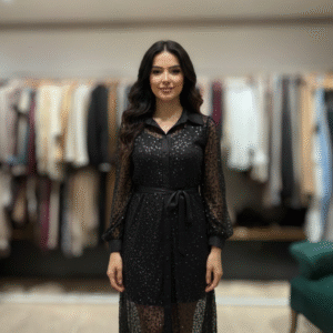 Black Two Piece Dress With Belt